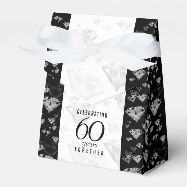 Elegant 60th Diamond Wedding Anniversary Favour Box (Front Side)