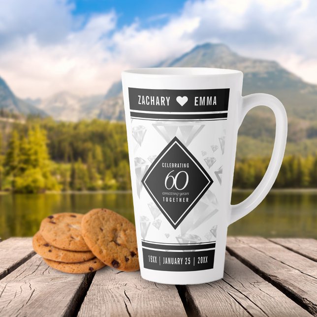 Elegant 60th Diamond Wedding Anniversary Latte Mug (Creator Uploaded)