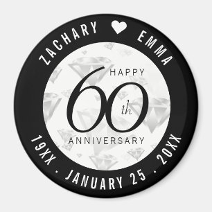 Elegant 60th Diamond Wedding Anniversary Magnet