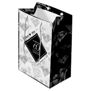 Elegant 60th Diamond Wedding Anniversary Medium Gift Bag