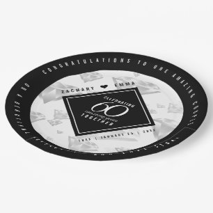 Elegant 60th Diamond Wedding Anniversary Paper Plate