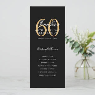 Elegant 60th Program Gold Black Menu+Thank You