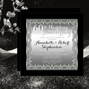 Elegant 60th Silver and Diamonds Anniversary Invitation