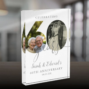 Elegant 60th Wedding Anniversary 2 Photo Block