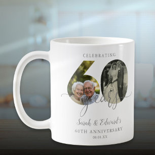 Elegant 60th Wedding Anniversary 2 Photo Coffee Mug