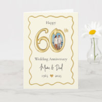 Elegant 60th Wedding Anniversary Card - Mum & Dad
