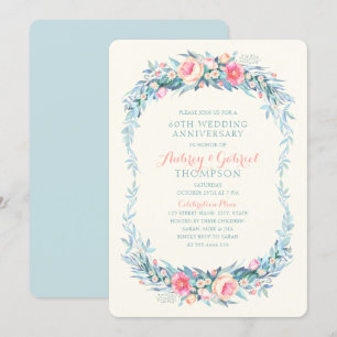 Elegant 60th Wedding Anniversary Floral Spring Invitation