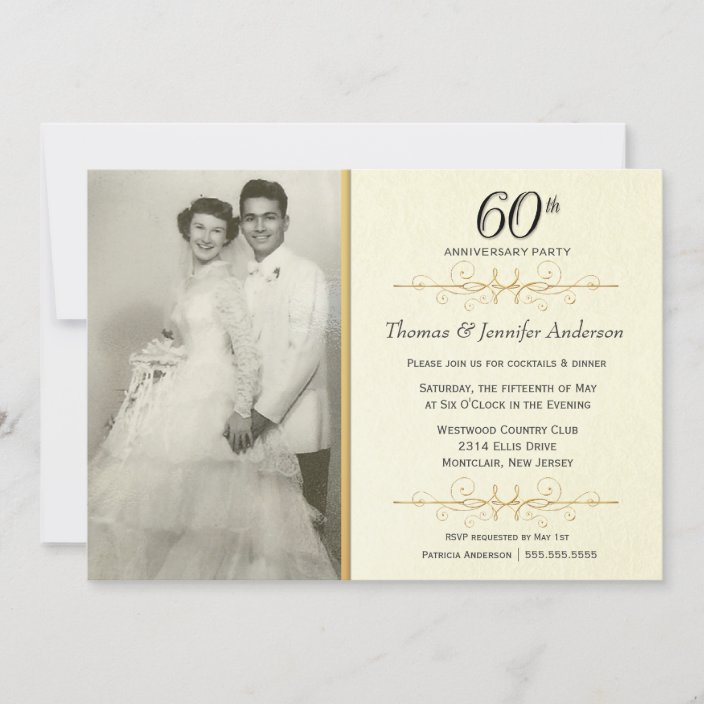 Elegant 60th Wedding Anniversary Party Invitations Zazzle