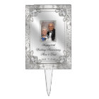 Elegant 60th Wedding Anniversary Photo Cake Topper