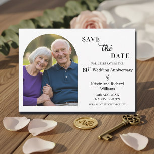 Elegant 60th Wedding Anniversary Photo Save The Date