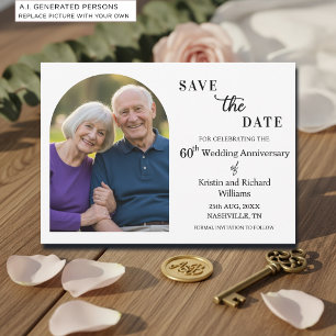 Elegant 60th Wedding Anniversary Photo Save The Date