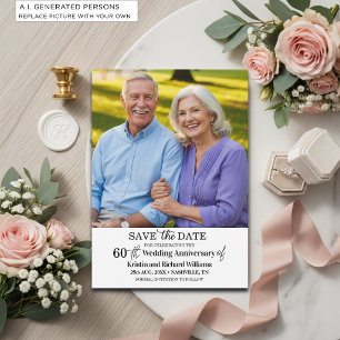 Elegant 60th Wedding Anniversary Photo Save The Date