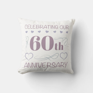 Elegant 60th Wedding Anniversary Purple Cushion