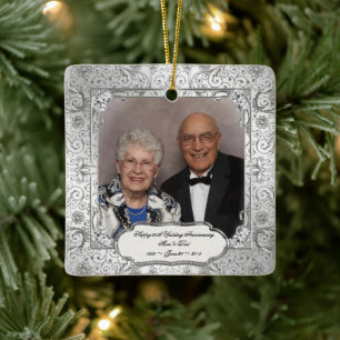 Elegant 60th Wedding Anniversary Square Ornament