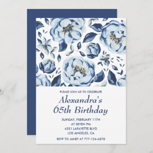 Elegant 65th birthday invitations Floral Vintage
