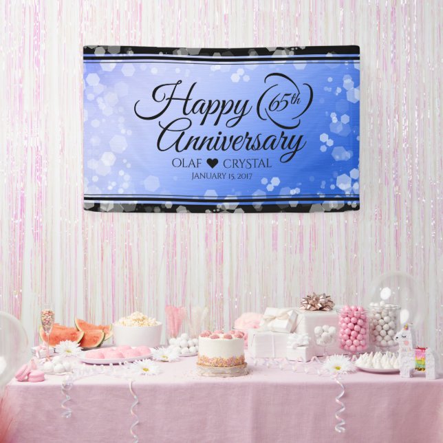 Elegant 65th Blue Sapphire Wedding Anniversary Banner (Party)
