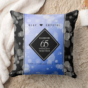 Elegant 65th Blue Sapphire Wedding Anniversary Cushion
