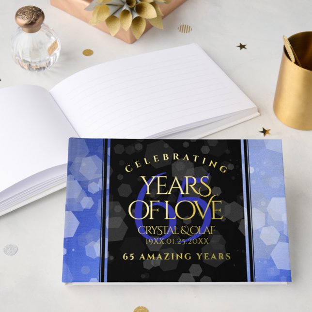 Elegant 65th Blue Sapphire Wedding Anniversary Guest Book (Elegant 65th Blue Sapphire Wedding Anniversary Foil Guest Book Cover Photo)