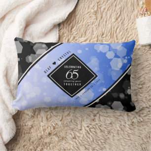 Elegant 65th Blue Sapphire Wedding Anniversary Lumbar Cushion