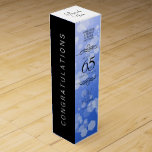Elegant 65th Blue Sapphire Wedding Anniversary Wine Box<br><div class="desc">Add an extra special touch to 65th wedding anniversary celebrations with this commemorative wine gift box! Elegant black serif and sans serif lettering with hexagonal confetti on a sapphire blue background add a memorable touch for this special occasion and extraordinary milestone. Customise with the happy couple's names and the years...</div>