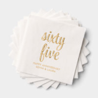 Elegant 65th Wedding Anniversary Gold Foil Napkins