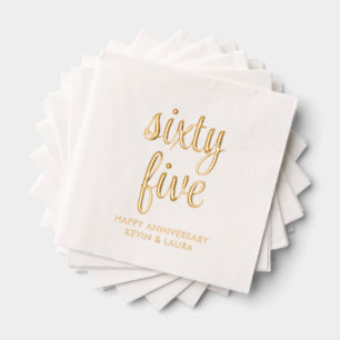 Elegant 65th Wedding Anniversary Gold Foil Napkins
