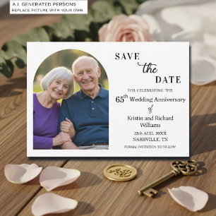 Elegant 65th Wedding Anniversary Photo Save The Date