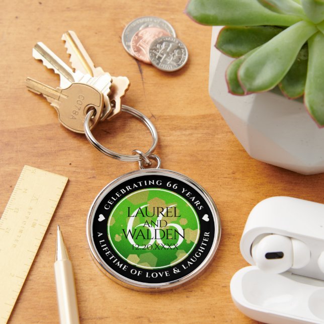 Elegant 66th Titanite Wedding Anniversary Key Ring (Desk)