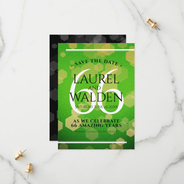 Elegant 66th Titanite Wedding Anniversary Save The Date (Front/Back In Situ)