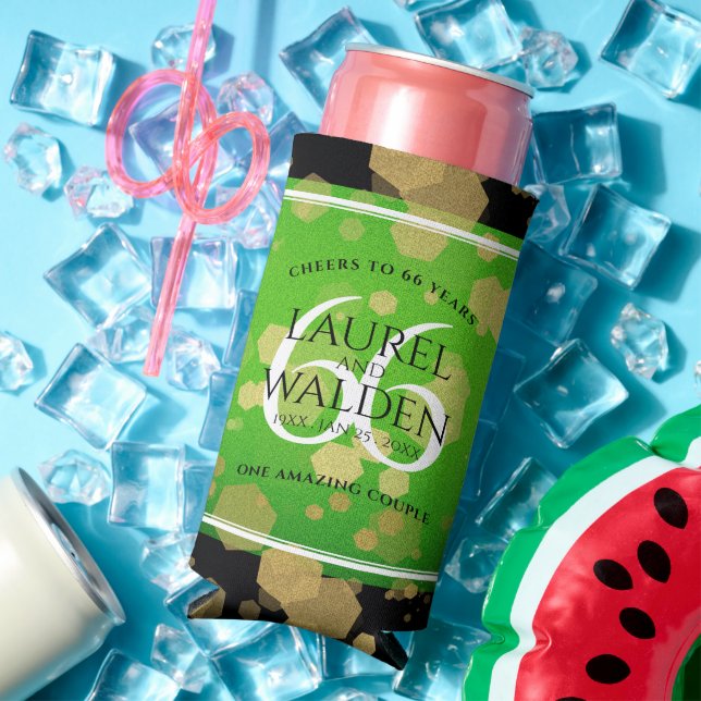 Elegant 66th Titanite Wedding Anniversary Seltzer Can Cooler (In Situ Summer)