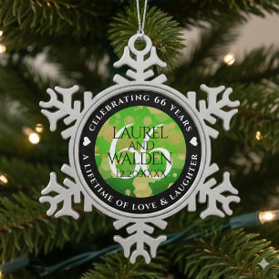 Elegant 66th Titanite Wedding Anniversary Snowflake Pewter Christmas Ornament