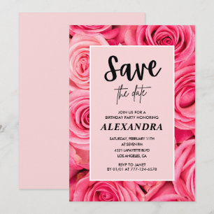Elegant 67th birthday  Floral Rose Save the date  Invitation
