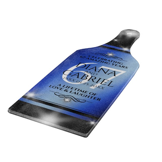 Elegant 67th Star Sapphire Wedding Anniversary Cutting Board (Corner)