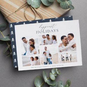 Elegant 6 Photo Collage Christmas Happiest Holiday Card