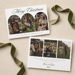 Elegant 6 Photo Collage Family Christmas Holiday Card