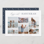 Elegant 6 Photo Collage Happiest Hanukkah Holiday Card<br><div class="desc">Share cheer with these modern minimal Hanukkah holiday cards featuring 6 of your favourite photos in a horizontal grid collage layout. "Happiest Hanukkah" appears at the top in hand lettered calligraphy and classic serif lettering. Personalise this elegant minimalist design with your family name and the year beneath.</div>