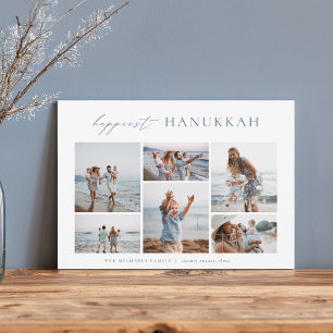 Elegant 6 Photo Collage Happiest Hanukkah Holiday Card