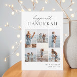 Elegant 6 Photo Collage Happiest Hanukkah Holiday Card<br><div class="desc">Share cheer with these modern Hanukkah holiday cards featuring 6 of your favourite photos in a grid collage layout. "Happiest Hanukkah" appears at the top in hand lettered calligraphy and classic serif lettering. Personalise with your family name and the year at the lower right.</div>