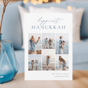 Elegant 6 Photo Collage Happiest Hanukkah Holiday Card
