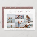 Elegant 6 Photo Collage Happiest Hanukkah Holiday Card<br><div class="desc">Share cheer with these modern minimal Hanukkah holiday cards featuring 6 of your favourite photos in a horizontal grid collage layout. "Happiest Hanukkah" appears at the top in hand lettered calligraphy and classic serif lettering. Personalise this elegant minimalist design with your family name and the year beneath.</div>