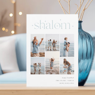 Elegant 6 Photo Collage Shalom Hanukkah Holiday Card