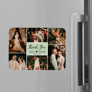 Elegant 6 Photo Collage Wedding Thank You Magnet