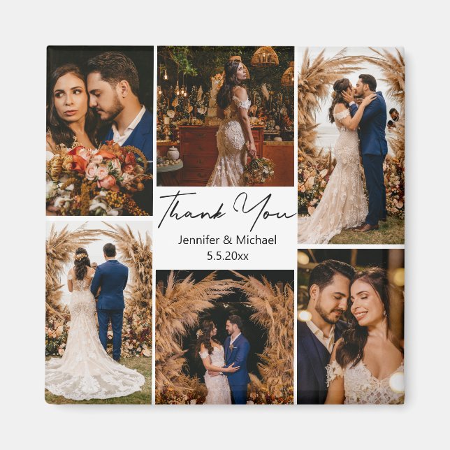 elegant 6 photos wedding  magnet (Front)