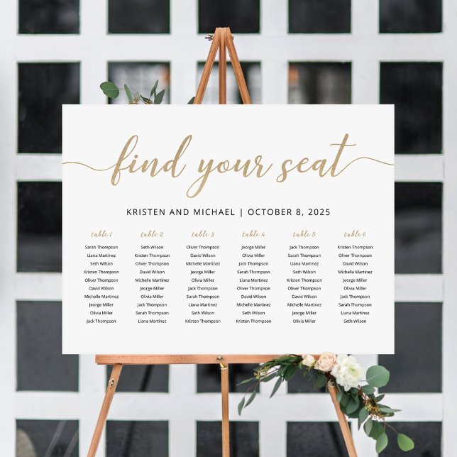 Elegant 6 Tables Find Your Seat Seating Chart (Creator Uploaded)