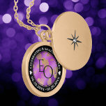 Elegant 6th 33rd 47th Amethyst Wedding Anniversary Gold Plated Necklace<br><div class="desc">Celebrate the 6th, 33rd, or 47th wedding anniversary with this commemorative locket! Elegant black and white lettering with gold-dusted hexagonal confetti on an amethyst purple background add a memorable touch for this special occasion and (extraordinary) milestone. Customise with couple's initials, a special message, and dates for their amethyst anniversary. Design...</div>