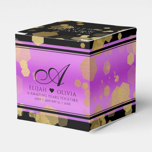 Elegant 6th 33rd Amethyst Wedding Anniversary Favour Box (Front Side)