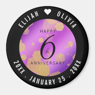 Elegant 6th Amethyst Wedding Anniversary Magnet