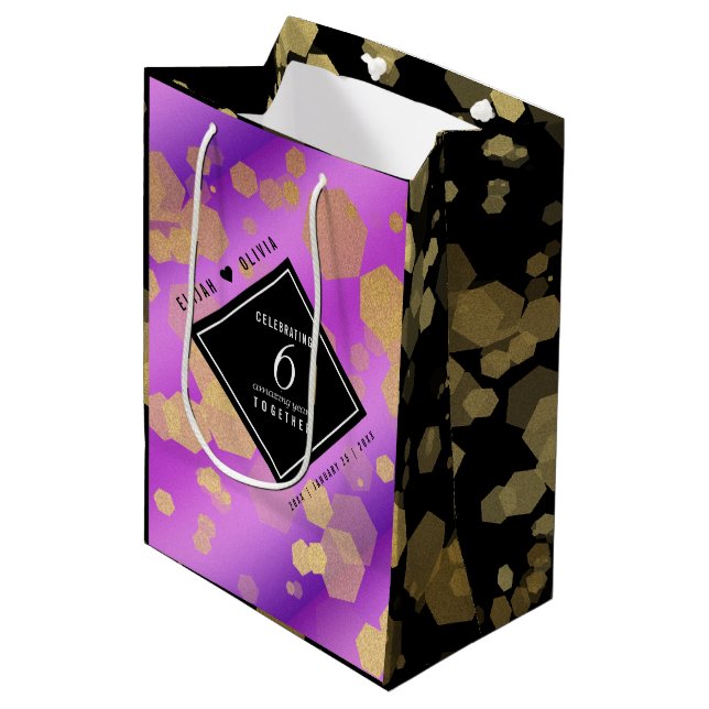 Elegant 6th Amethyst Wedding Anniversary Medium Gift Bag (Front Angled)