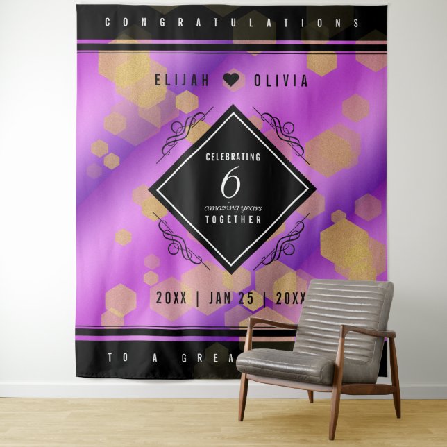 Elegant 6th Amethyst Wedding Anniversary Tapestry (In Situ)