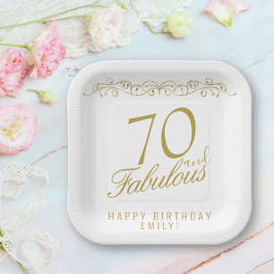 Elegant 70 and Fabulous 70th Birthday Paper Plate